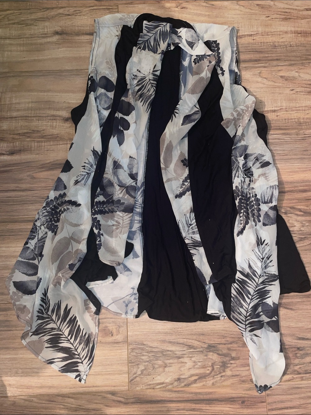 Catherines Black Cover with Sheer Monochrome Leaf Overlay